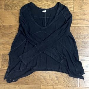 Black long sleeved distressed top